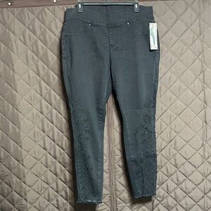 New jag jeans 1x women’s marla embroidered pull on legging jean black 28 inseam